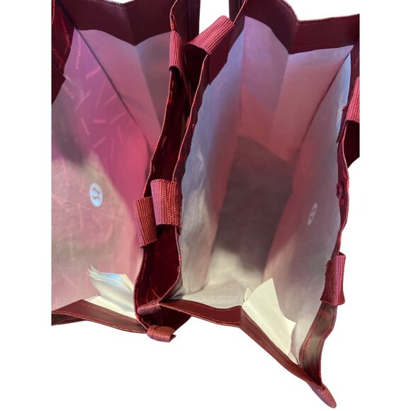 Lululemon Athletica Reusable Dark Red Ombre Small Tote Bag Set‎ of 2 - Picture 5 of 5
